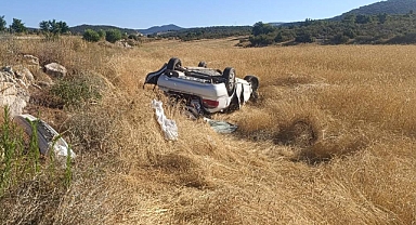 İhsaniye'de otomobil tarlaya uçtu: 1 ölü, 5 yaralı