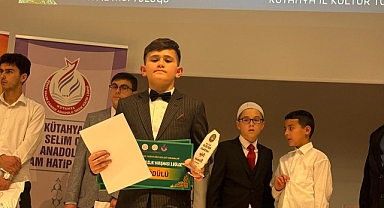 Afyonkarahisarlı hafızlık öğrencisi Kütahya'da birinci oldu