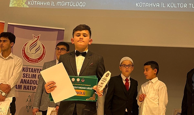 Afyonkarahisarlı hafızlık öğrencisi Kütahya'da birinci oldu